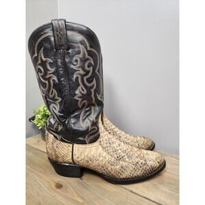 Vintage Tony Lama Exotic Snake Skin Cowboy Boots Mens Size 10 D Y6547